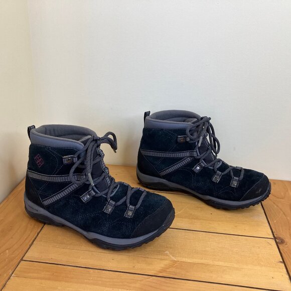 Columbia Waterproof Suede Hiking Boots OmniGrip Techlite Soles Blue Women's US 7 - Picture 3 of 6